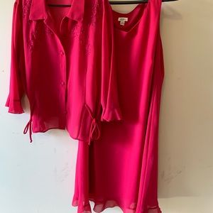 Two piece sleeveless dress with top